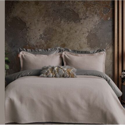 Вафельне покривало з наволочками Istanbul Vanessa 240x260 см Dark Beige Купити.