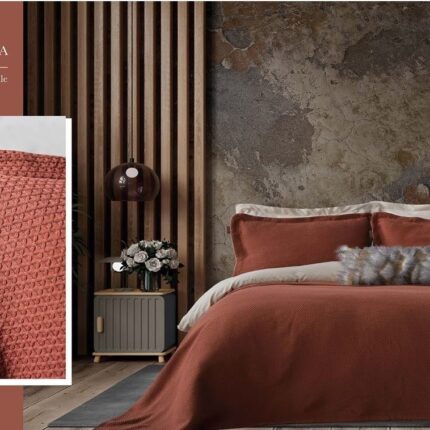 Вафельне покривало з наволочками Istanbul Vanessa 240x260 см Kiremit Купити.