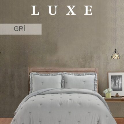 Муслінове покривало з наволочками Maison Lux 240x260 см Gri