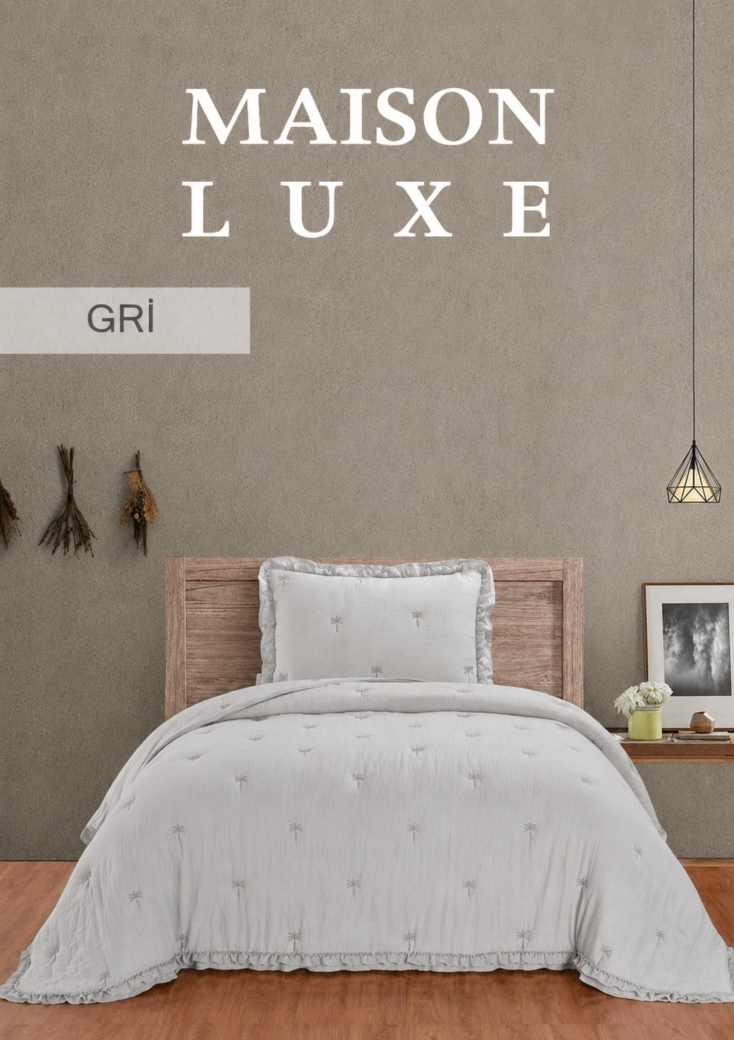 Купити Муслінове покривало з наволочками Maison Lux 180x240 см Gri Муслінове покривало з наволочками Maison Lux 180x240 см Gri