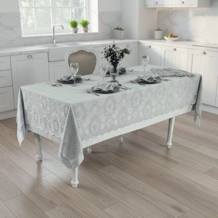 Скатертина з серветками та мереживом Maison D'or Marinella 160x350 см Grey Купити