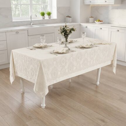 Скатертина з серветками та мереживом Maison D'or Marinella 160x350 см Ecru Купити