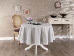 Скатертина з серветками та мереживом на круглий стіл Maison D'or Marinella 180 см Grey Купити