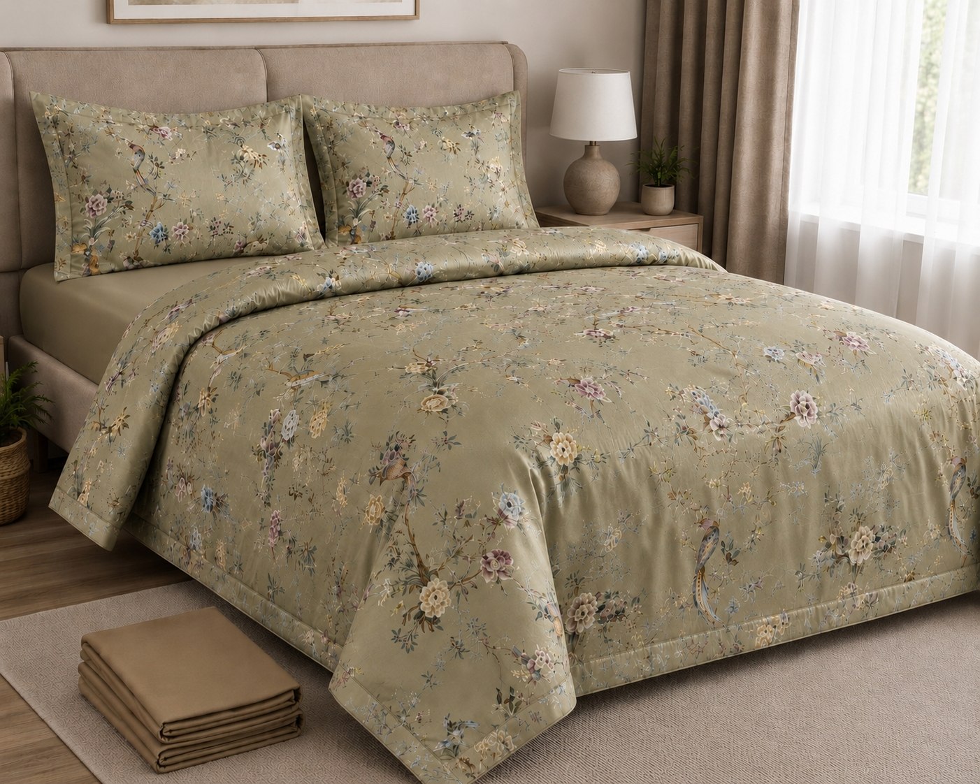 Постільна білизна з єгипетської бавовни з літньою ковдрою Summer Vintage Garden Green Постільна білизна з єгипетської бавовни з літньою ковдрою Summer Vintage Garden Green