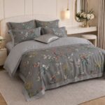 Постільна білизна з єгипетської бавовни з літньою ковдрою Summer Paradise Birds Grey